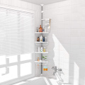 Aquacubic 4 Tier Adjustable Bathroom Floor to Ceiling Storage Rack Organizer Corner Shower Caddy Tension Pole Rustproof